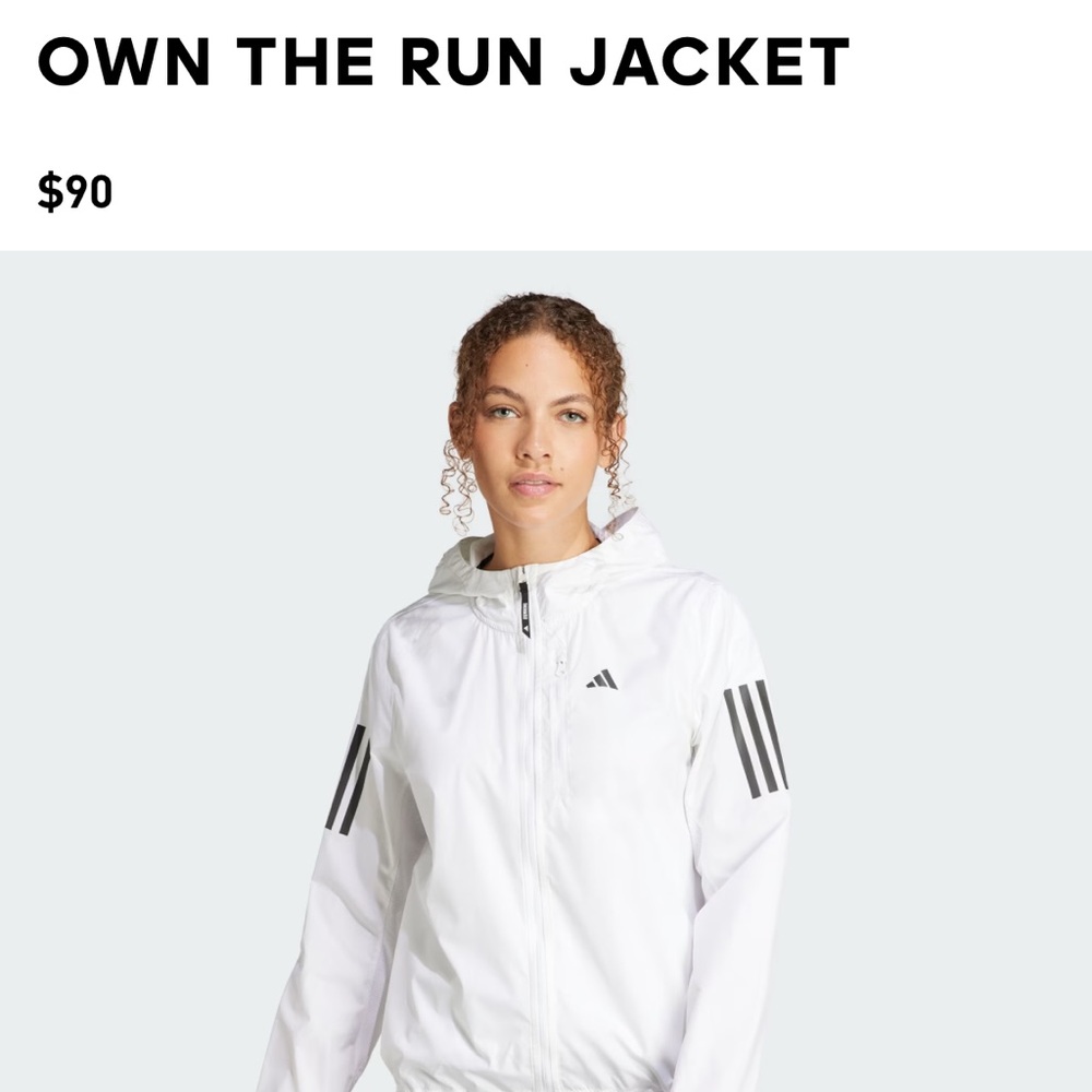 Adidas Own the Run White Windbreaker Jacket